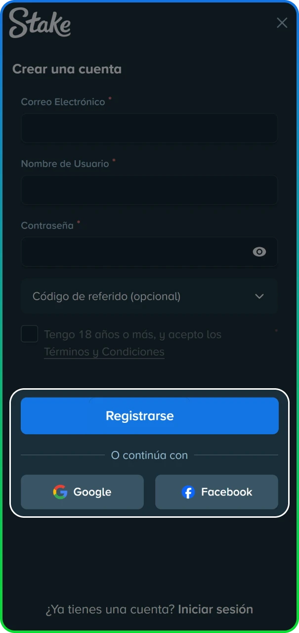 Paso final de verificación para activar el perfil en el sitio oficial de Stake Argentina.
